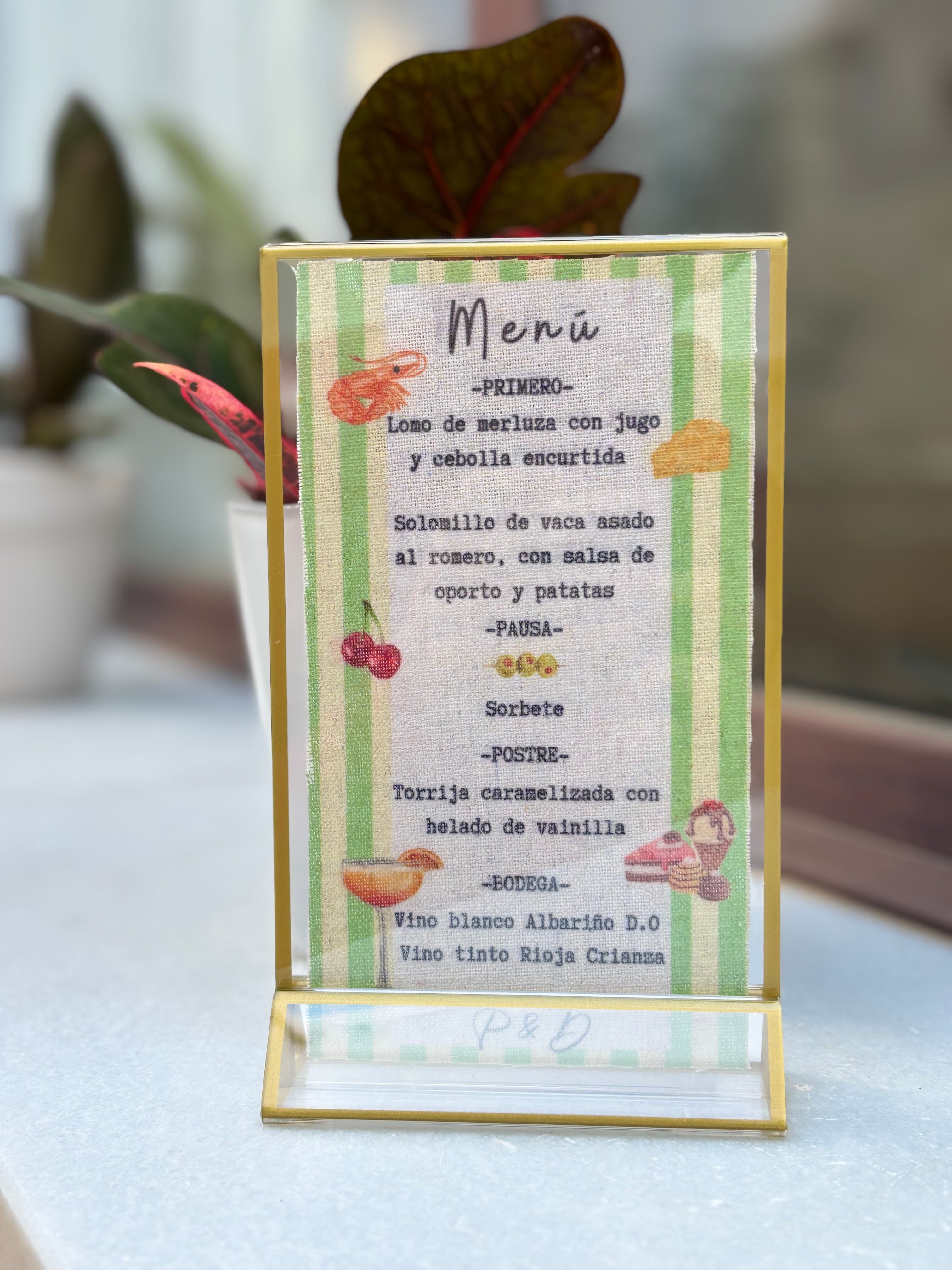 Minuta con soporte transparente